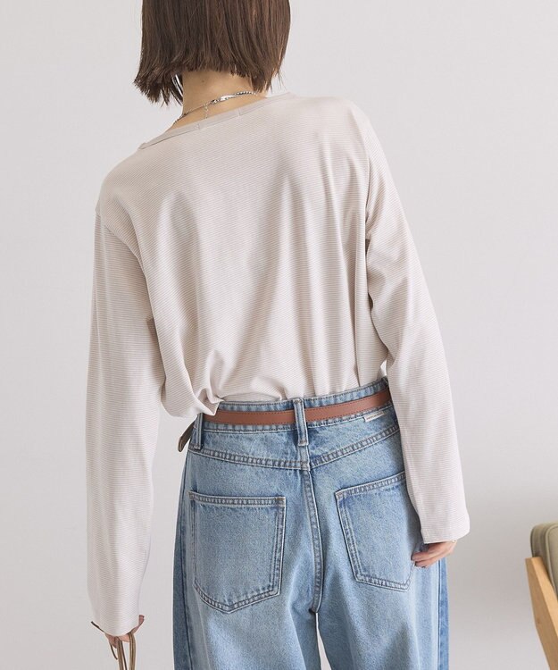 AMERICAN HOLIC シアーカラーボーダープルオーバー Light Gray