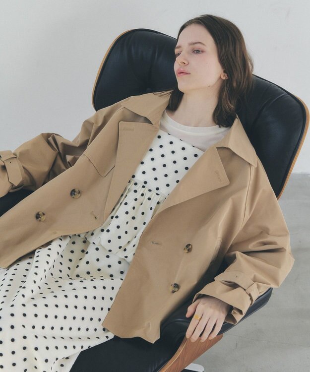 YECCA VECCA レースMIXショートトレンチコート Beige