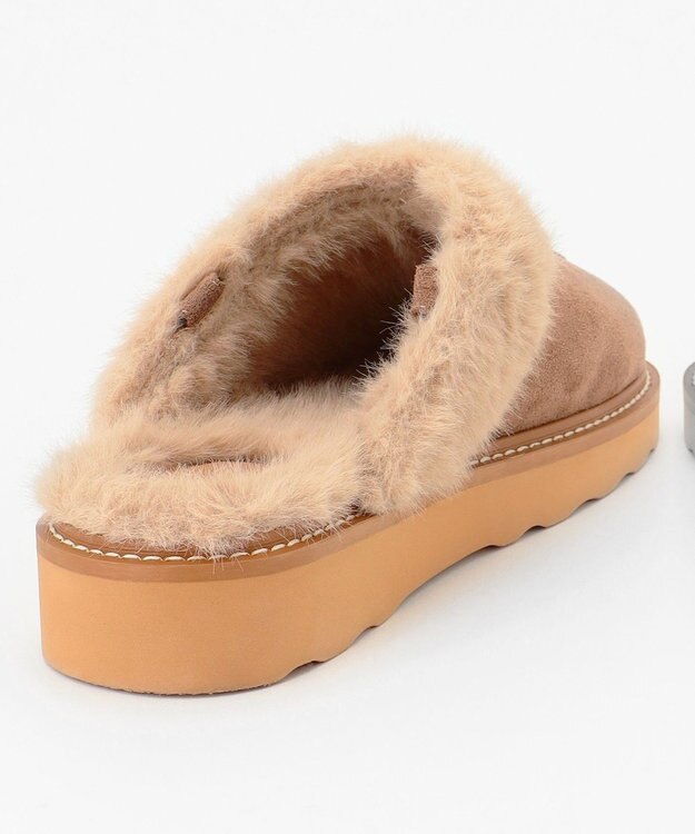 ANY SIS 【WEB・一部店舗限定】2WAYフェイク ムートン サンダル キャメル