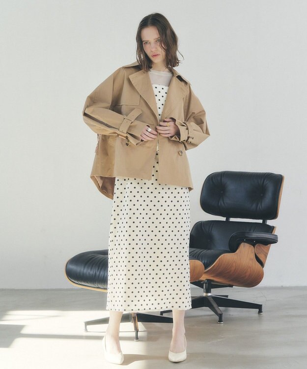 YECCA VECCA レースMIXショートトレンチコート Beige