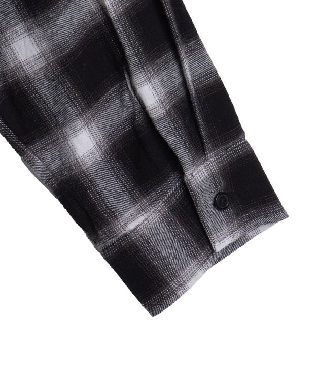 WEGO フリンジチェックBIGネルシャツ ブラックチェック1