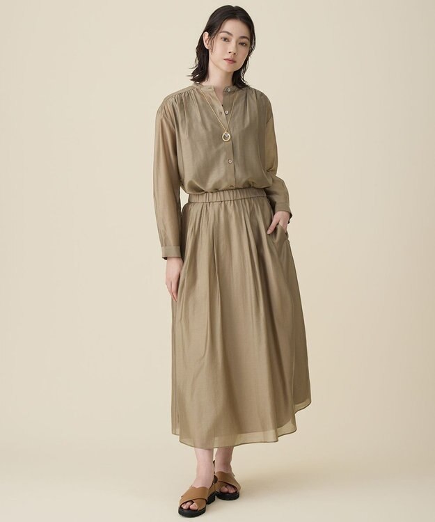 自由区 L エアリーローンプレーン スカート ベージュ