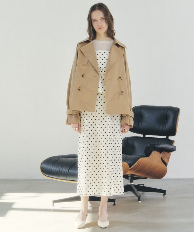 YECCA VECCA レースMIXショートトレンチコート Beige