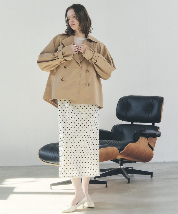 YECCA VECCA レースMIXショートトレンチコート Beige