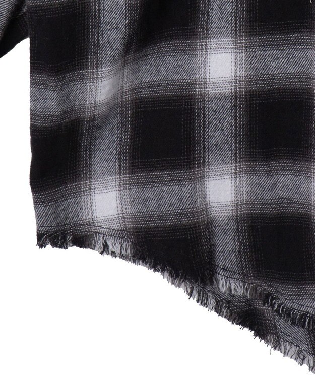 WEGO フリンジチェックBIGネルシャツ ブラックチェック1
