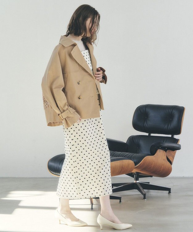 YECCA VECCA レースMIXショートトレンチコート Beige