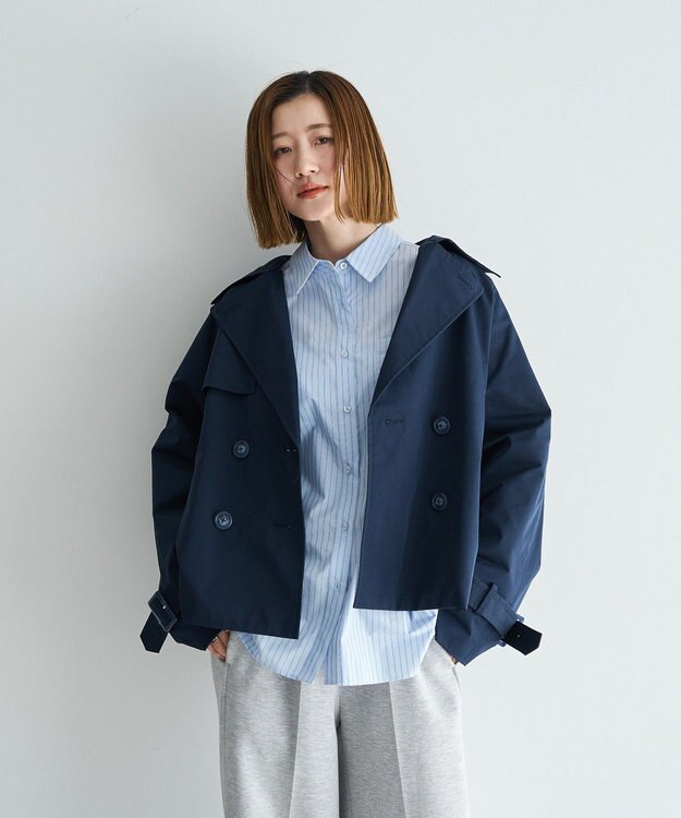 YECCA VECCA レースMIXショートトレンチコート Navy