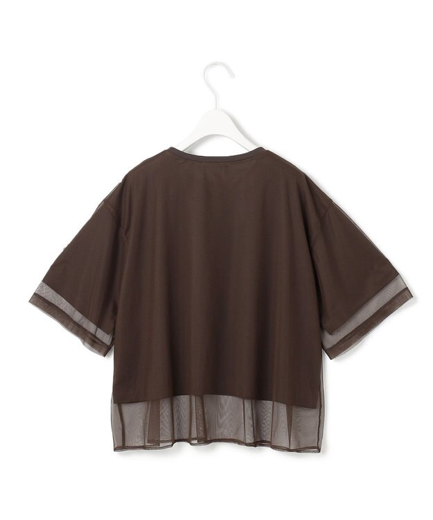ICB 【接触冷感・UVケア・速乾・洗える】 チュールレイヤード カットソー チョコレート系