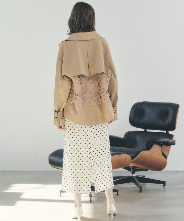 YECCA VECCA レースMIXショートトレンチコート Beige