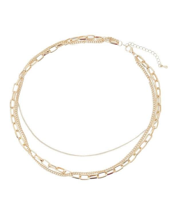 YECCA VECCA 3連チェーンMIXネックレス Gold