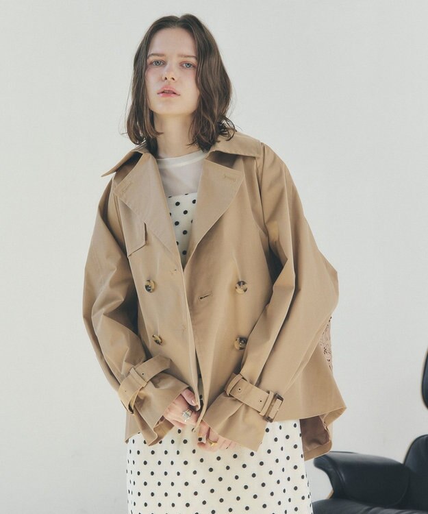 YECCA VECCA レースMIXショートトレンチコート Beige