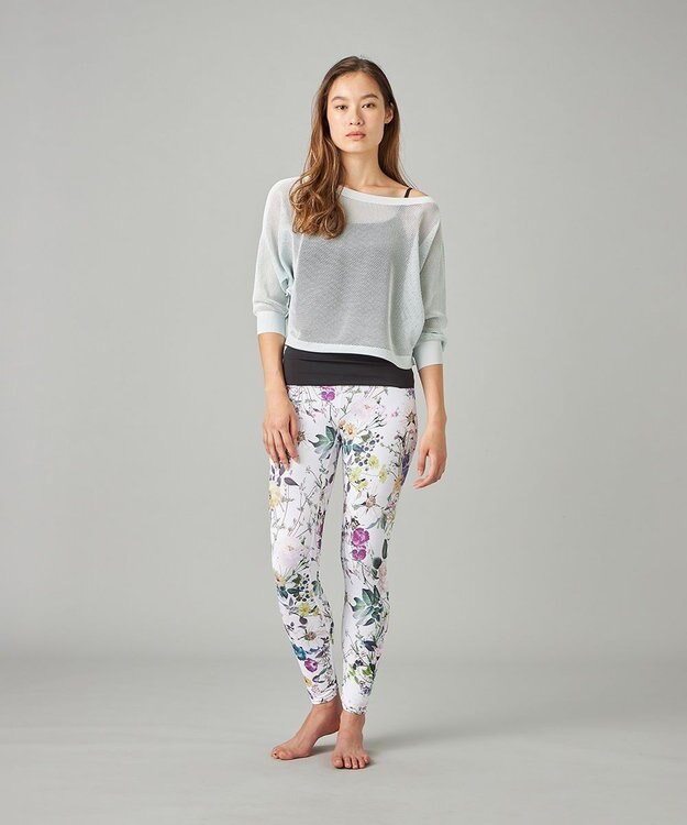 Chacott 【ノーソーイングニット】7分袖メッシュニットTシャツ アクアグリーン
