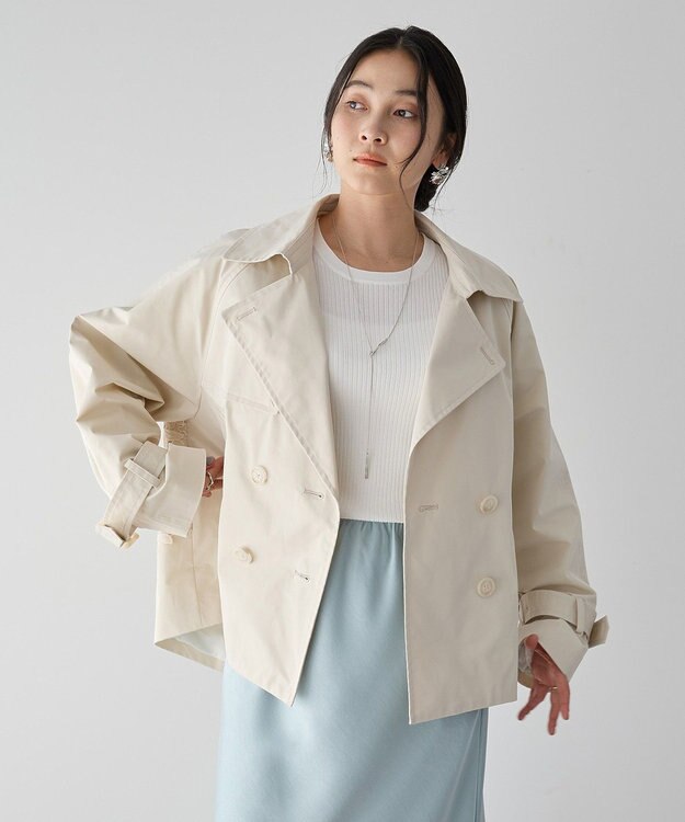 YECCA VECCA レースMIXショートトレンチコート Ivory