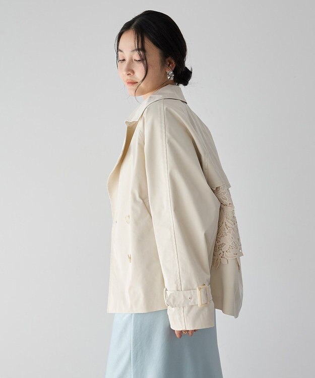 YECCA VECCA レースMIXショートトレンチコート Ivory