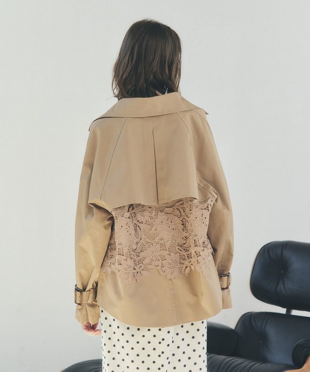 YECCA VECCA レースMIXショートトレンチコート Beige