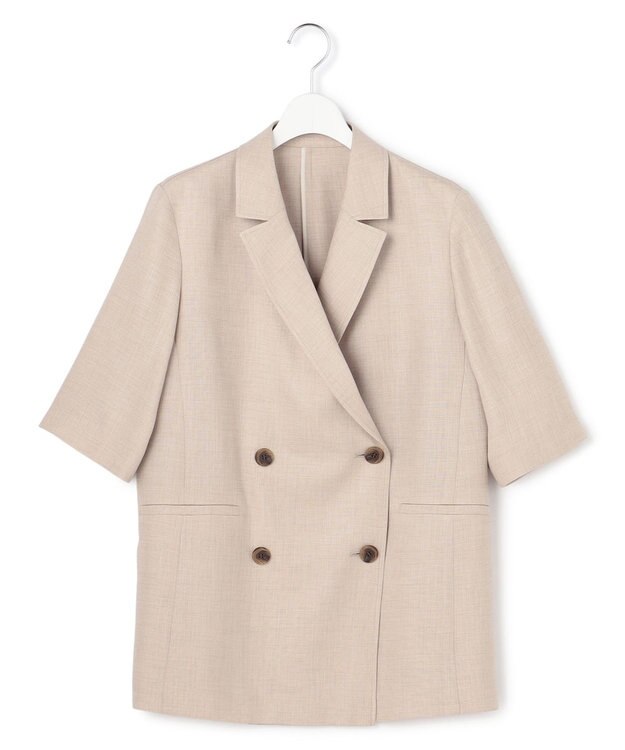 23区 【先行予約】リネンライクグロッシー ハーフスリーブ ダブル ジャケット ベージュ系