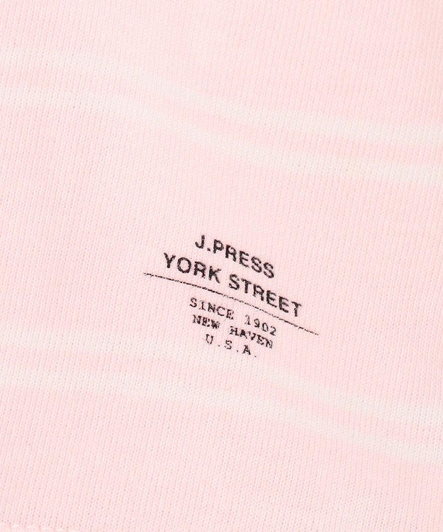 J.PRESS YORK STREET 【UNISEX】ブルドッグワンポイント ボーダー Tシャツ ピンク系1