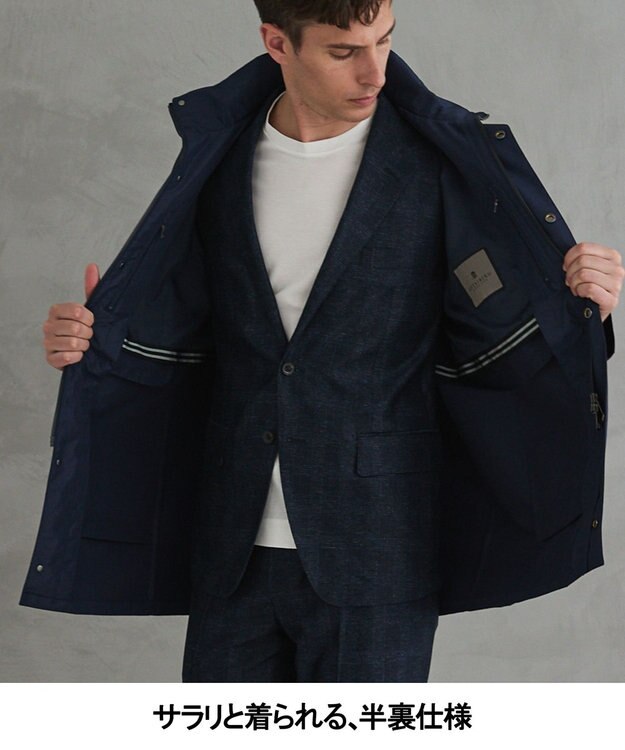 GOTAIRIKU ダウンライナー装着可【仕事で着用可】メランジシャンブレー スプリングブルゾン(26年モデル) ダルブルー系