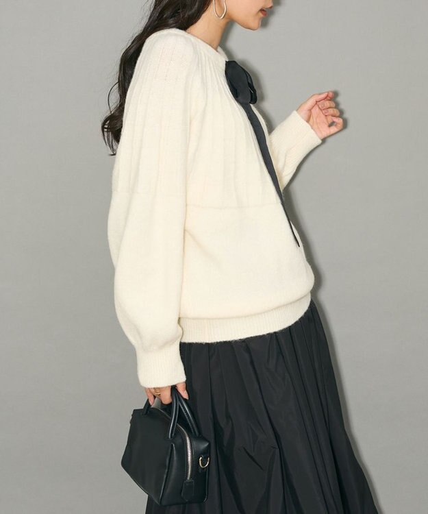Green Parks ボウタイリボン付きニット Off White