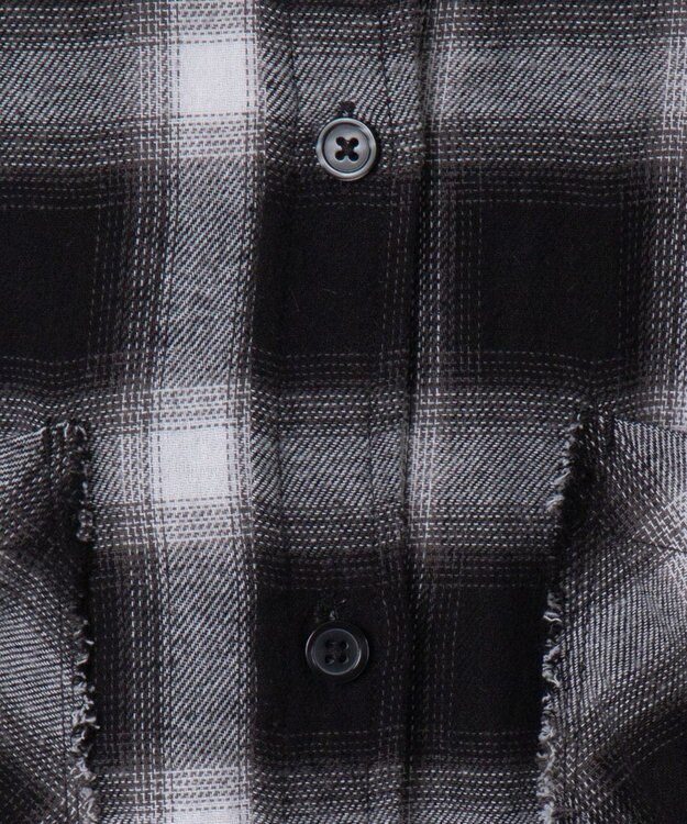 WEGO フリンジチェックBIGネルシャツ ブラックチェック1