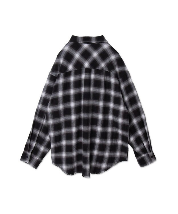 WEGO フリンジチェックBIGネルシャツ ブラックチェック1