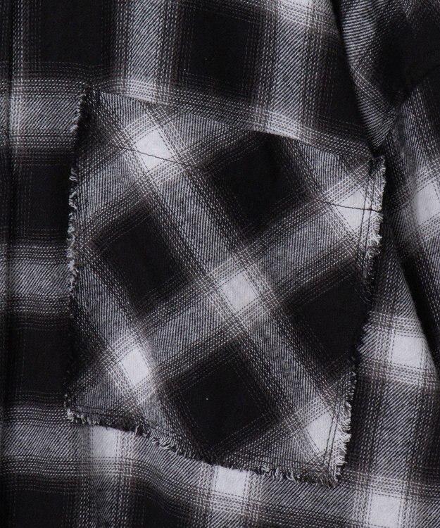 WEGO フリンジチェックBIGネルシャツ ブラックチェック1