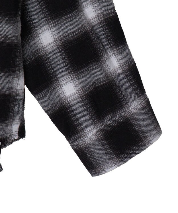 WEGO フリンジチェックBIGネルシャツ ブラックチェック1