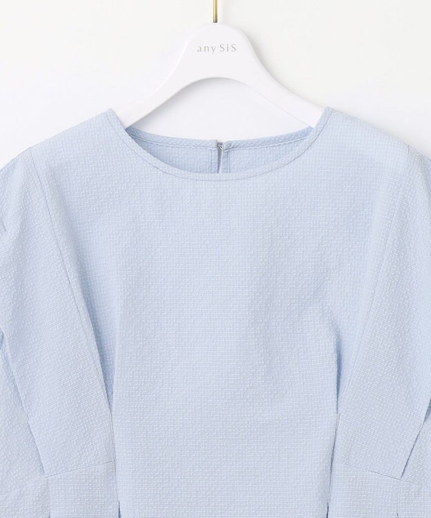 ANY SIS L 【洗える】カラミタンブラータック ブラウス サックス