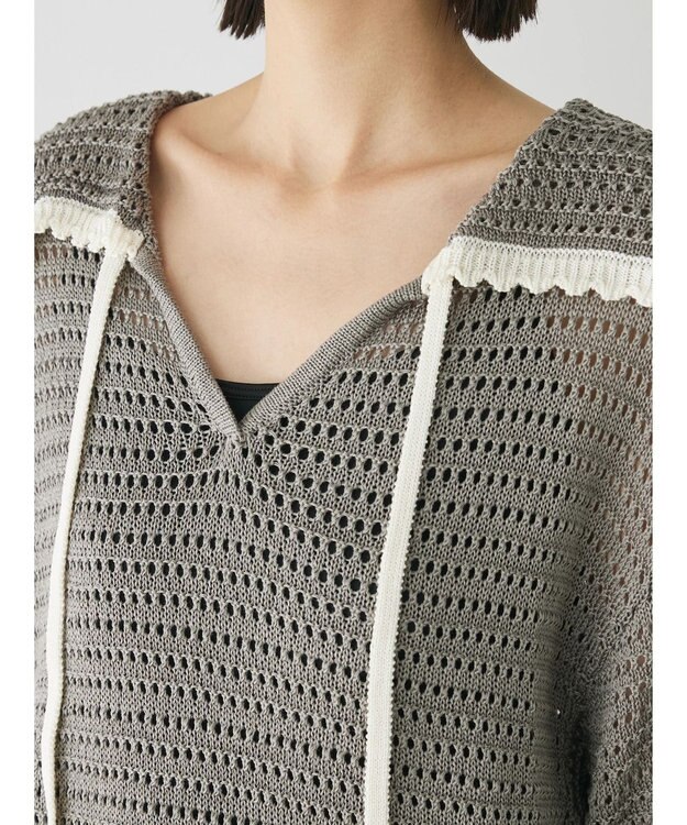 Green Parks クロシェ風セーラーカラーニット Gray