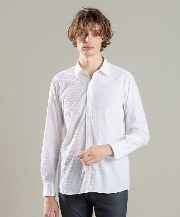 JOSEPH HOMME アロージャガードストレッチ　レギュラーカラーシャツ ホワイト系