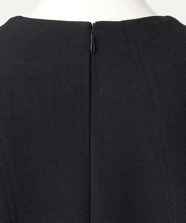 23区 L 【R(アール)】ウールダブルクロス イレギュラータック フレアワンピース ブラック系