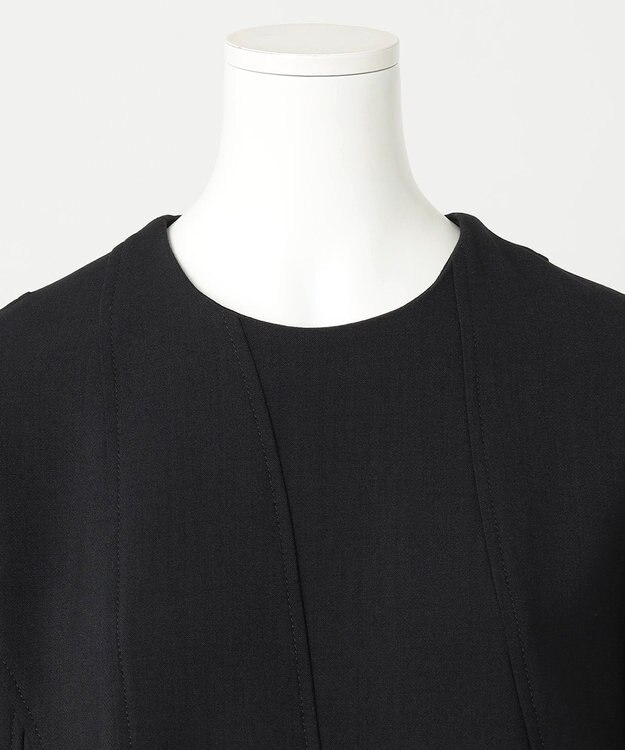 23区 L 【R(アール)】ウールダブルクロス イレギュラータック フレアワンピース ブラック系