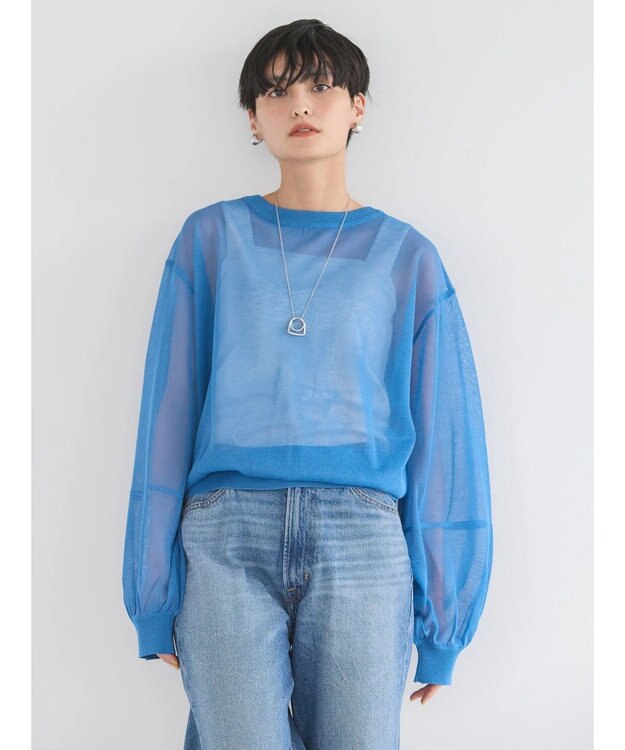 AMERICAN HOLIC 接触冷感２ＷＡＹシアーニットカーディガン Blue