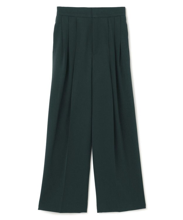 BEIGE， 【洗える】STEVIA / ウール混タックワイドパンツ Green