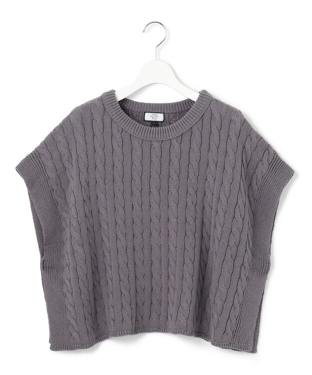 J.PRESS YORK STREET 【WOMEN】コットンニット ケーブルポンチョ ダルブルー系