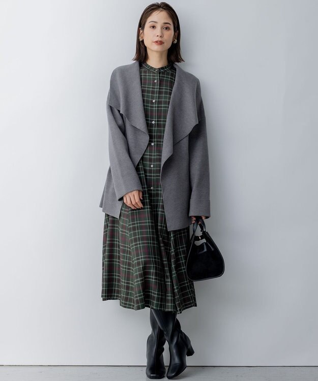 組曲 【軽羽織】ショールカラー カーディガン ライトグレー系9