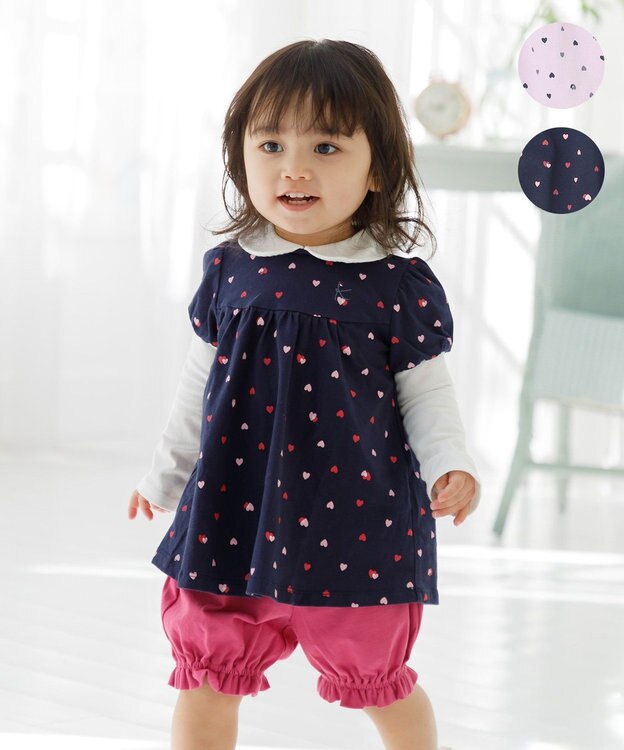 組曲 KIDS 【80-90㎝】LOVE Parent ワンピースセット ネイビー系