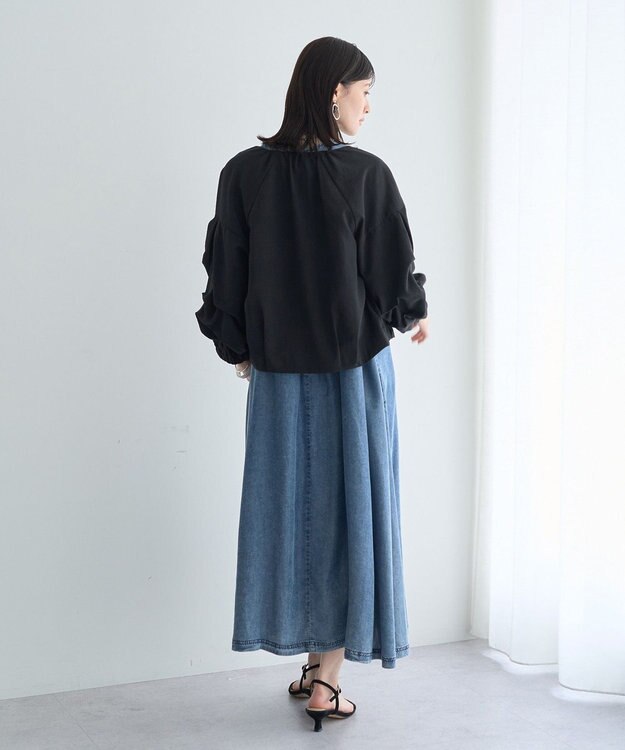 YECCA VECCA バイオ加工ヴィンテージデニムタックワンピース Indigo