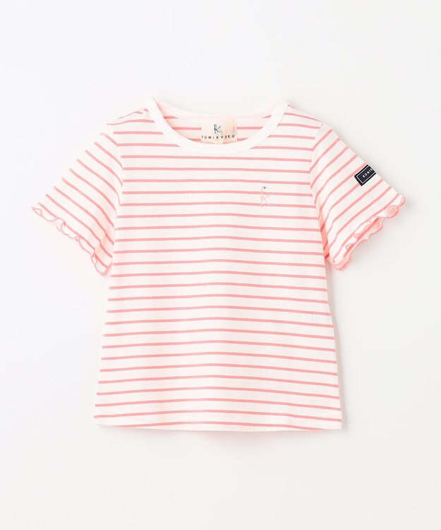 組曲 KIDS 【110-140㎝】半袖ボーダー Tシャツ アプリコット×オフホワイト