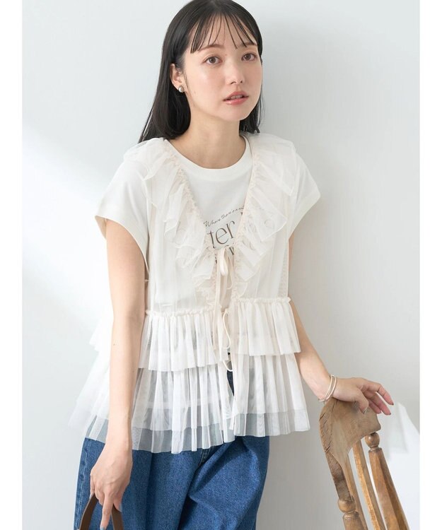 earth music&ecology チュールベスト Ivory