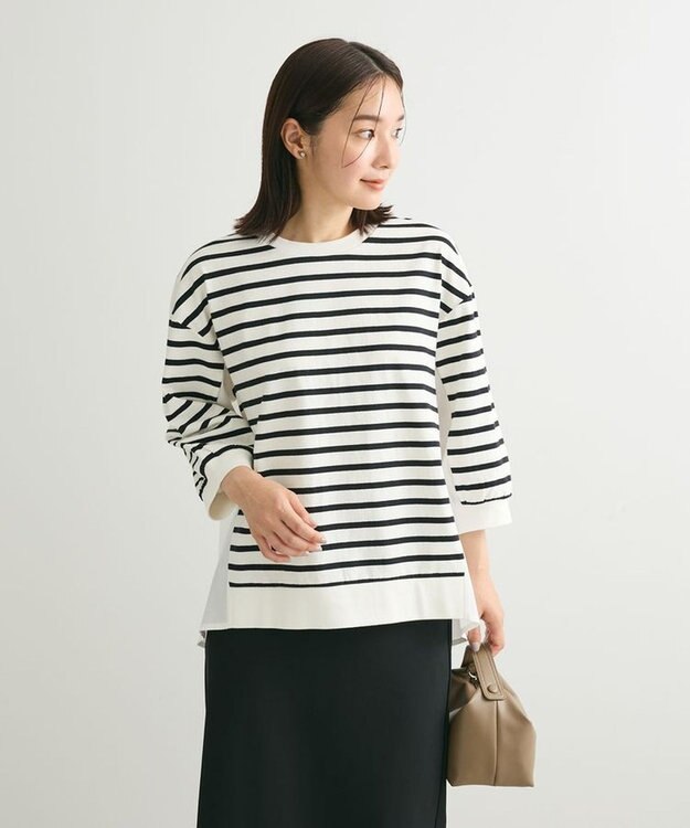 Green Parks 布帛切り替えフレアカットプルオーバー Border