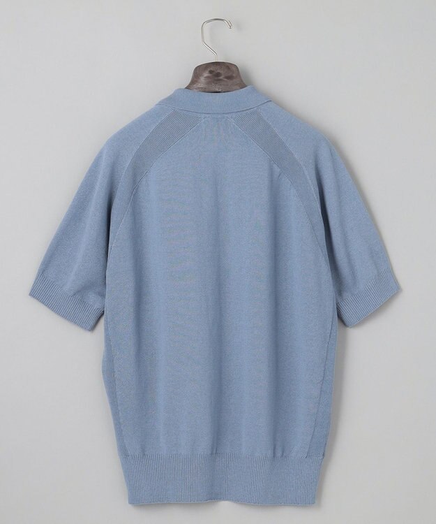 GOTAIRIKU 【和紙＆綿 】二ット スキッパーポロシャツ ダルブルー系