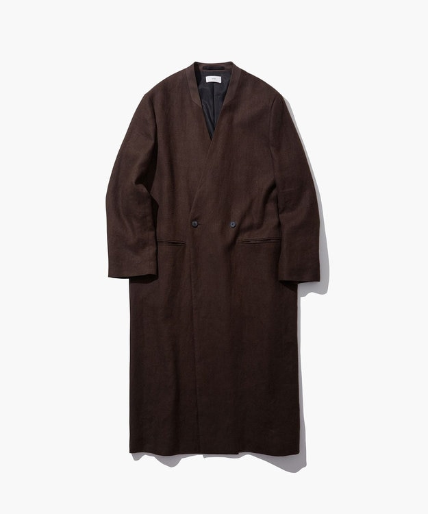 ATON / HEMP SUEDE/タキシードカラーロングコート/36/HEMP繊維/BRW/CM AG CM 0115 HEMP SUEDE | タキシードカラーロングコート / ATON | ファッション