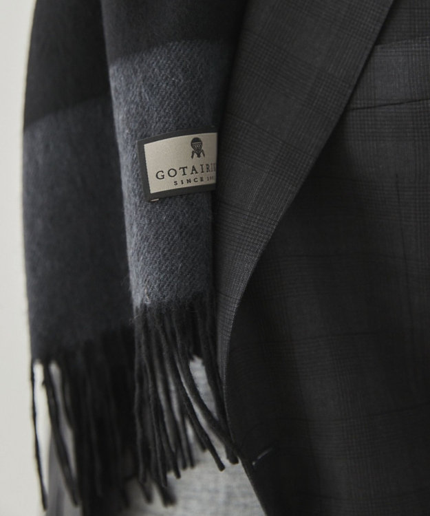 GOTAIRIKU 【カシミヤ100%】 幅広 マフラー(40cm×180cm) ブラック系