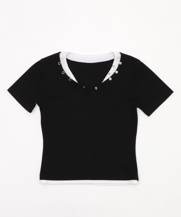 WEGO ドットボタンレイヤードTOP ブラック