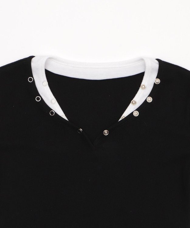 WEGO ドットボタンレイヤードTOP ブラック