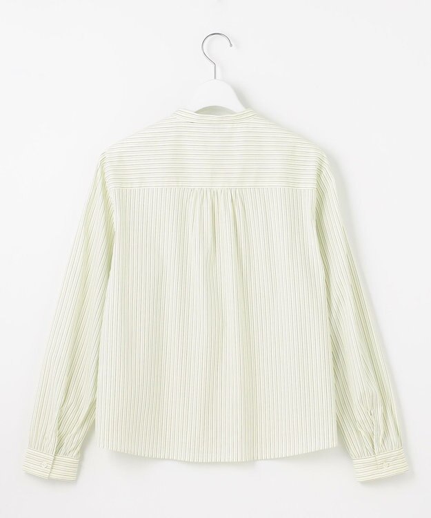 J.PRESS LADIES L 【洗える】BEZ VEGA バンドカラー ブラウス イエロー×ネイビー系