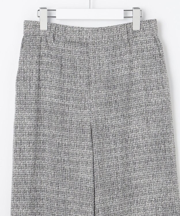 自由区 L 【17号サイズまで展開・カタログ掲載】ライトミックスツィードワイド パンツ グレー