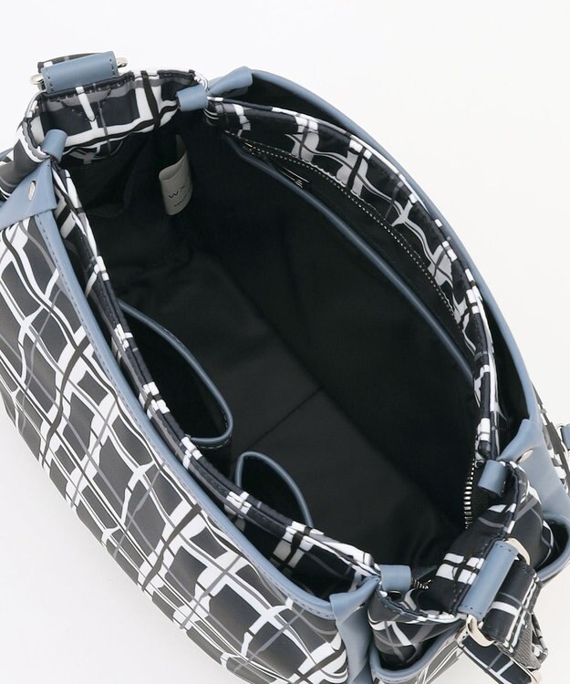 Y'SACCS ドローイングチェックショルダーバッグ ネイビー