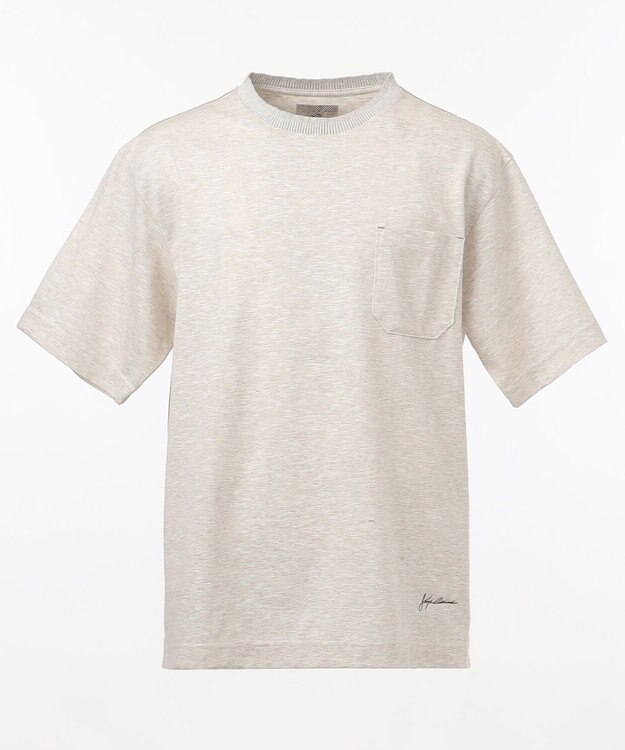JOSEPH ABBOUD MOUNTAIN 【SPACE】リネンプレーティング天竺 ポケTシャツ ベージュ系